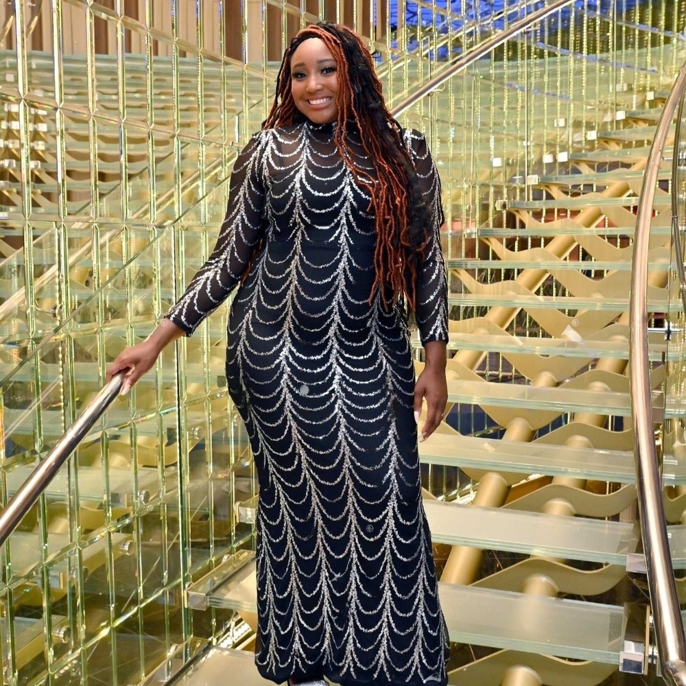 Elegant Black and Silver Evening Gown